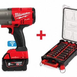 Kit de llave de impacto milwaukee m18 onefhiwf12-502x con juego de 16 vasos