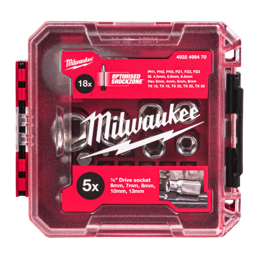 Juego 23 piezas, carraca 1/4'' y puntas